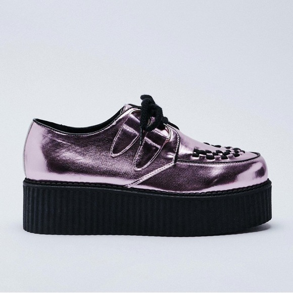 Brand New Metallic Lace Up Platform Creepers - Picture 1 of 4